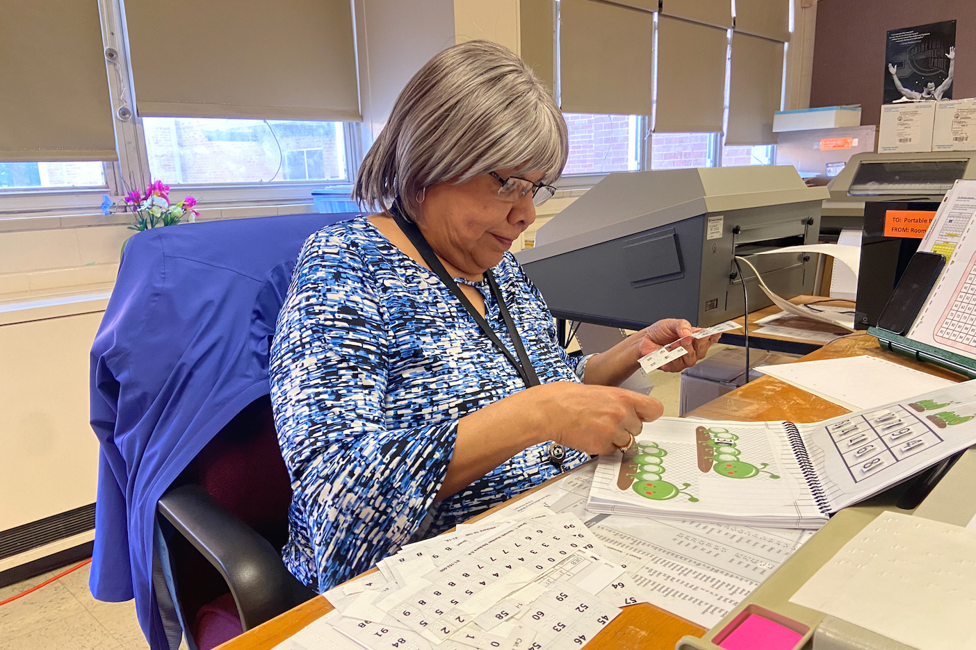 Braille Transcriber making classroom activity