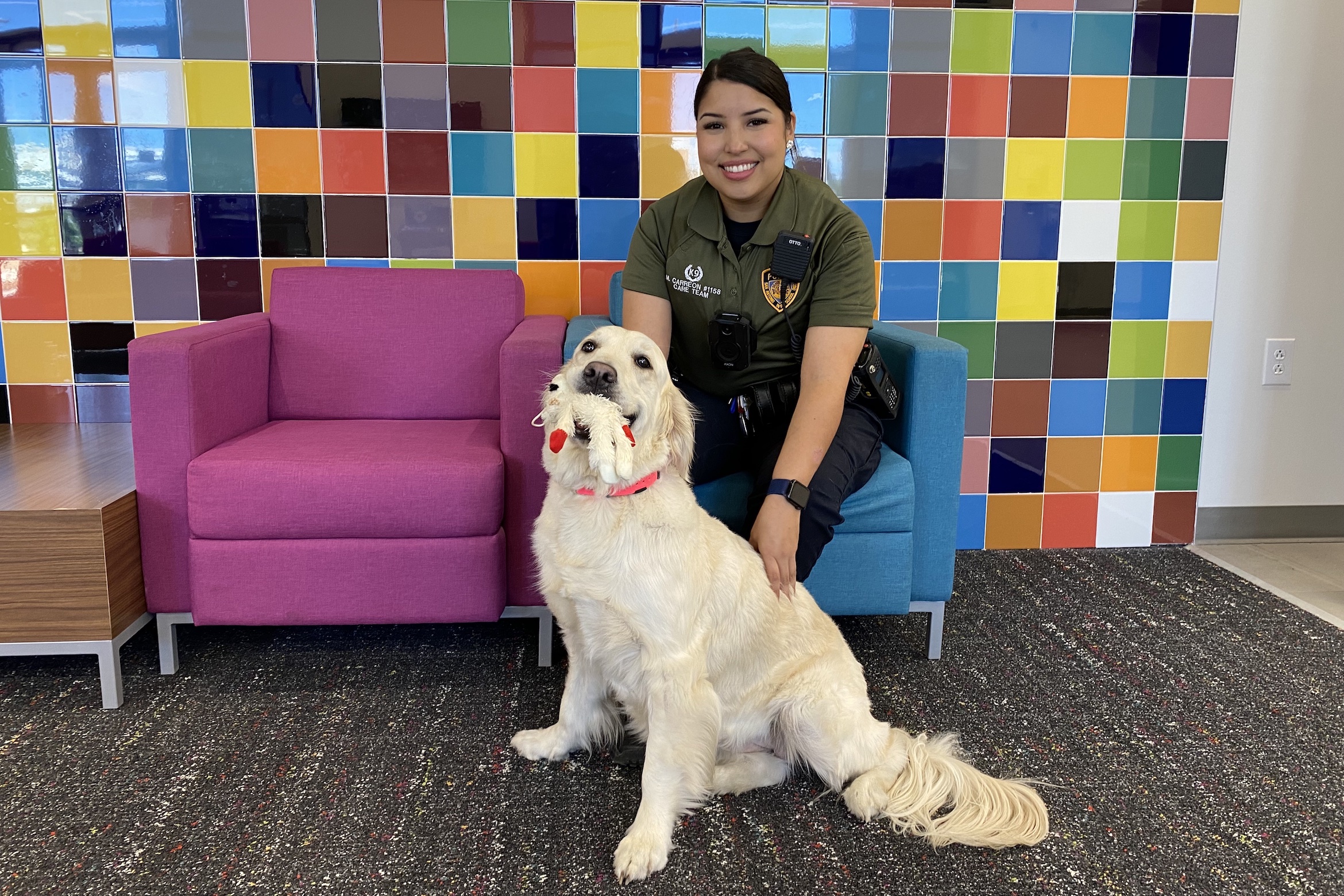 Officer Carreon and Thera-pup Emma