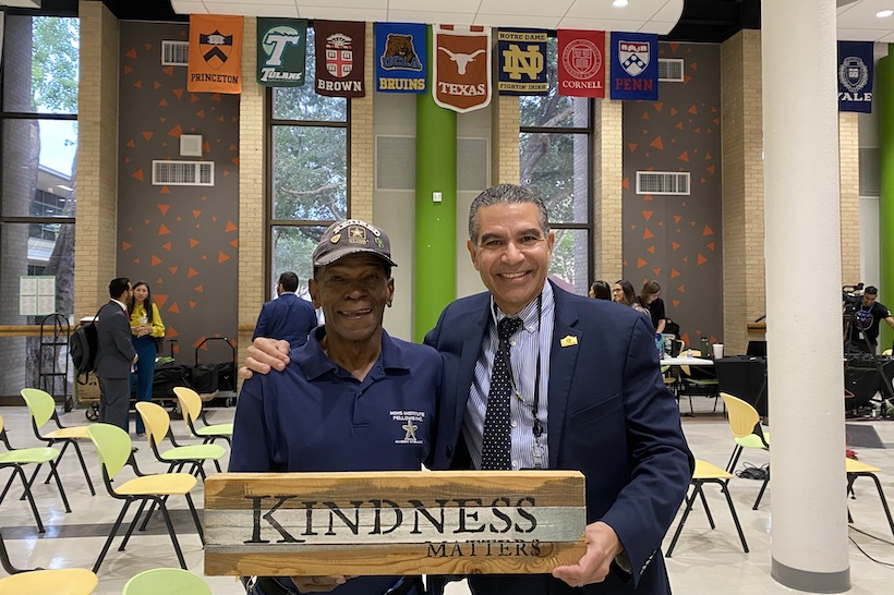 Jason Mims and Dr. Jaime Aquino with Kindness Matters sign