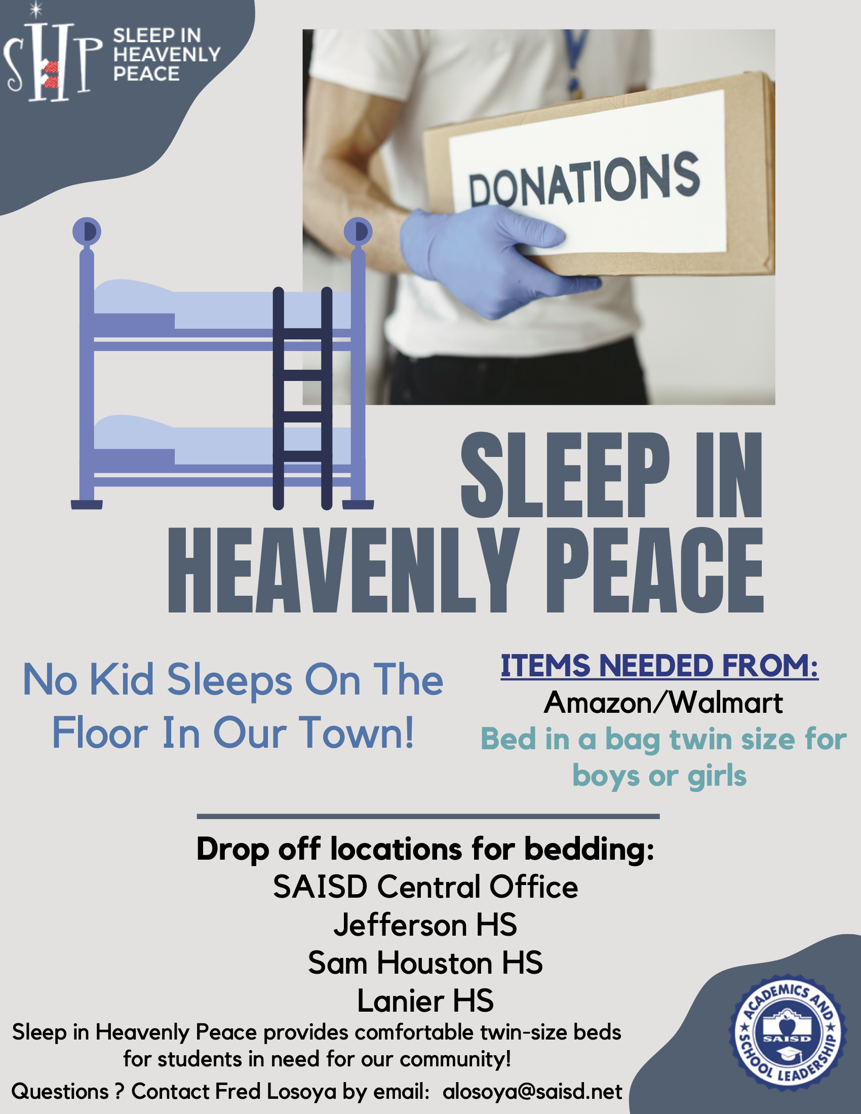 Donations accepted for bedding