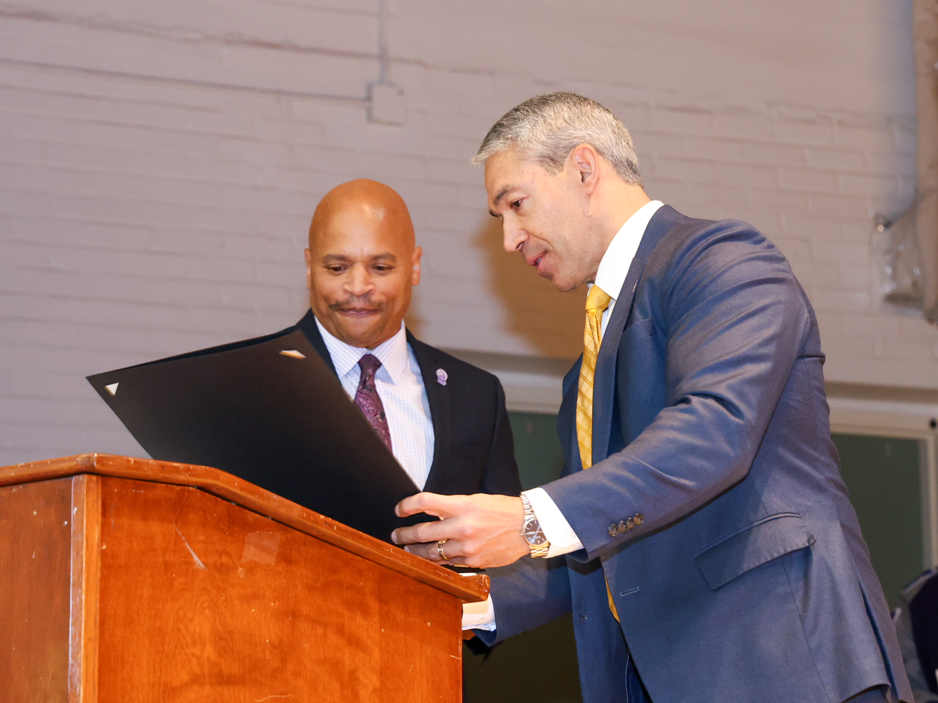 Principal Brown receives proclamation from mayor