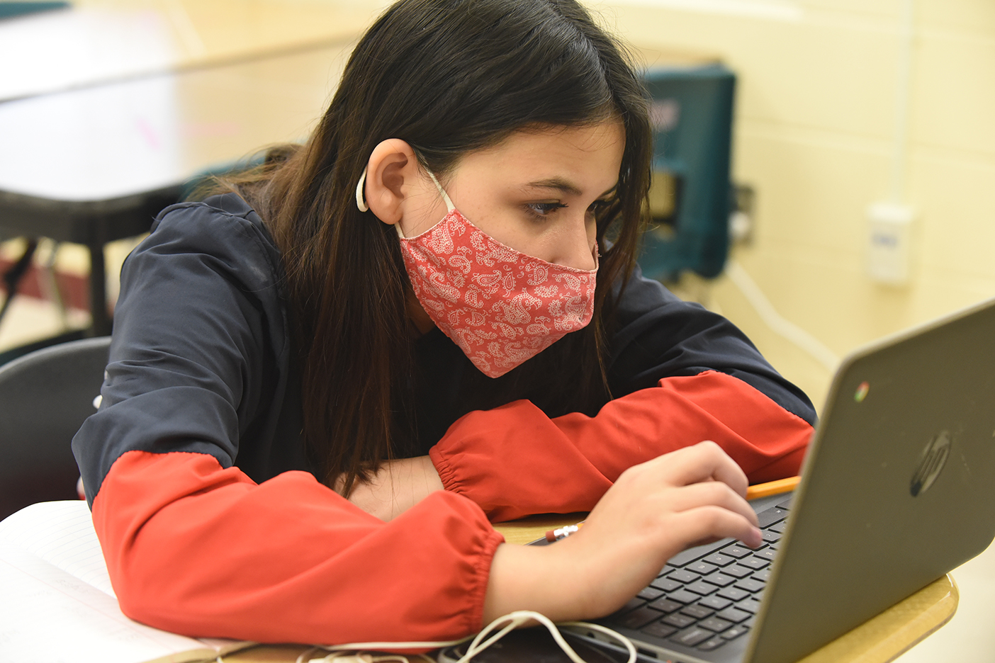 student on computer