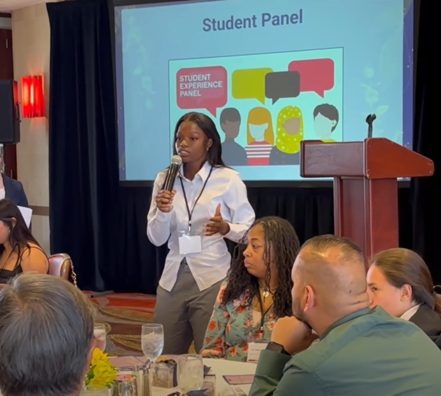 student speaking