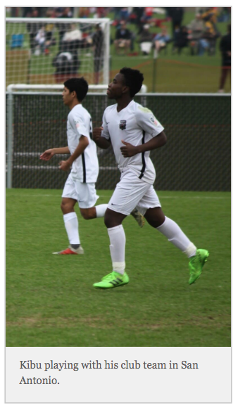 Woodlawn Academy soccer photo Kibu playing with his club team in San Antonio