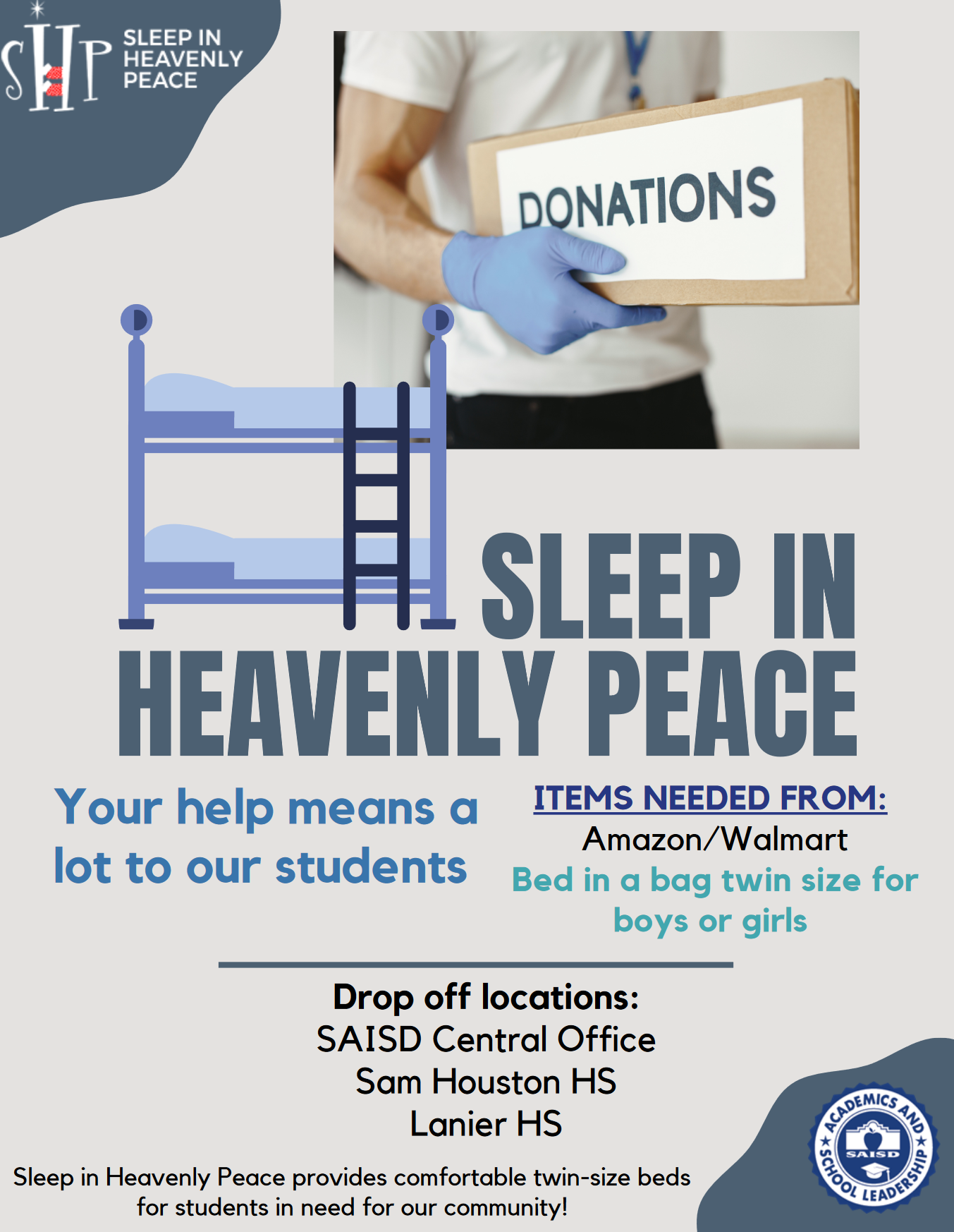bedding and pillow drive