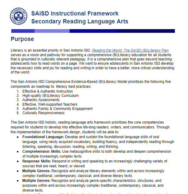 instructional framework