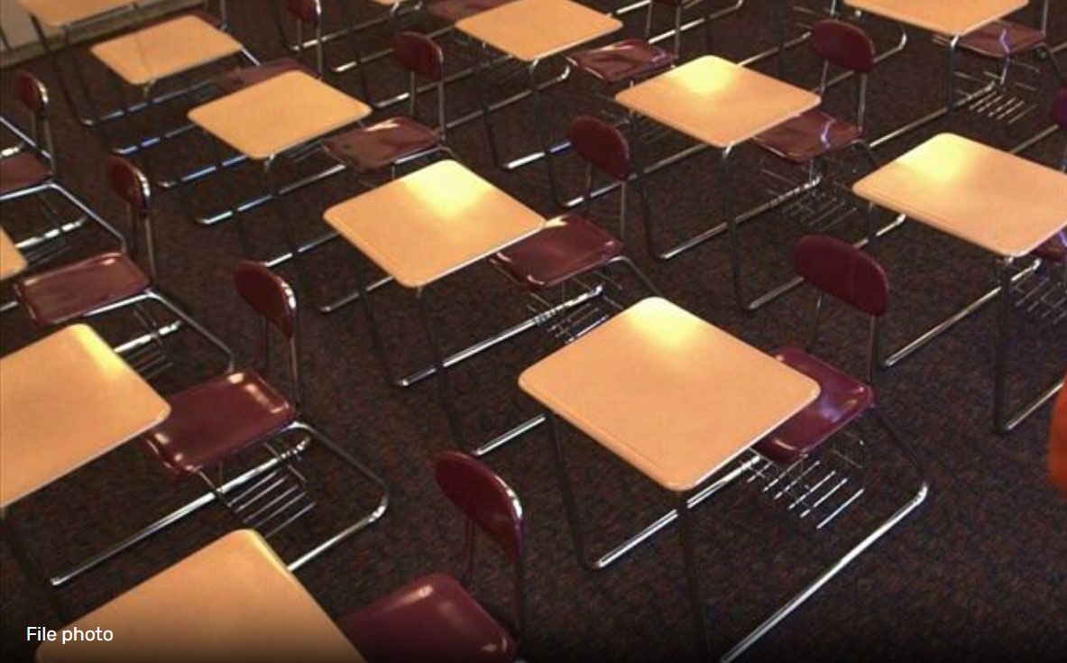 Desks in a classroom