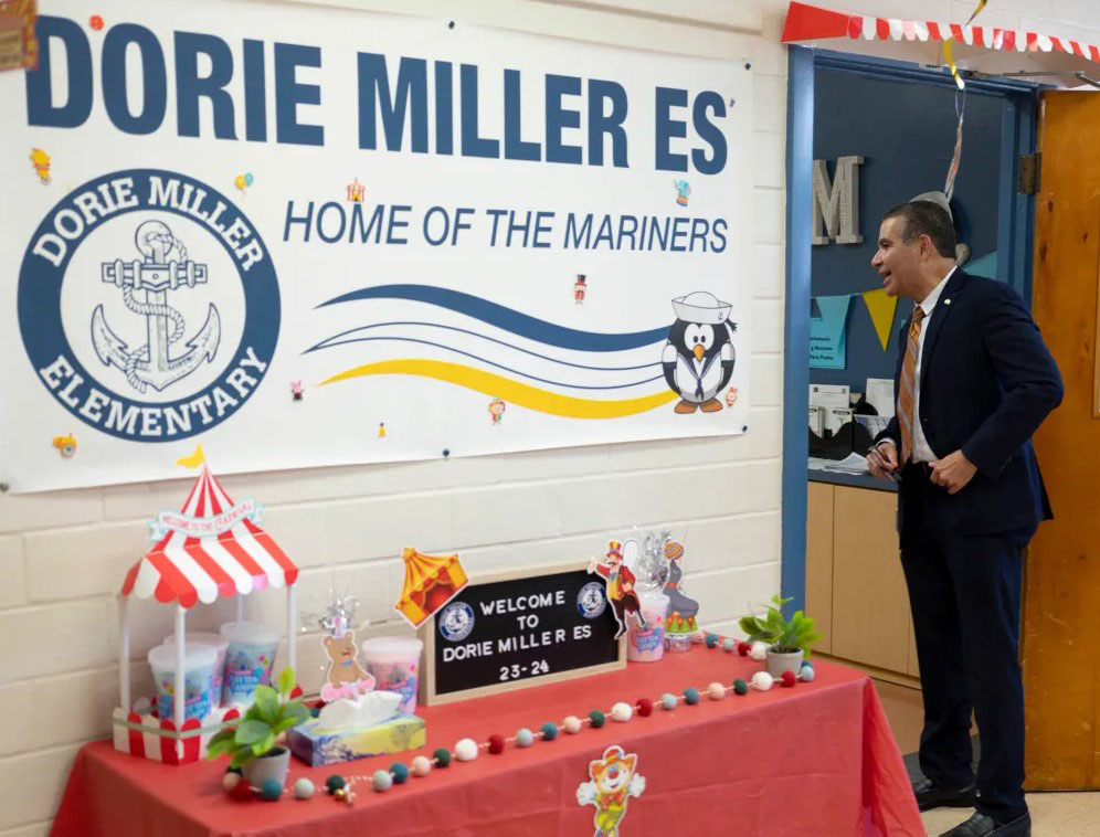 Superintendent Jaime Aquino at Miller Elementary