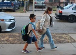 Students walking to school